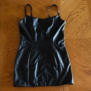Victoria's Secret Black Faux Leather Mini Dress